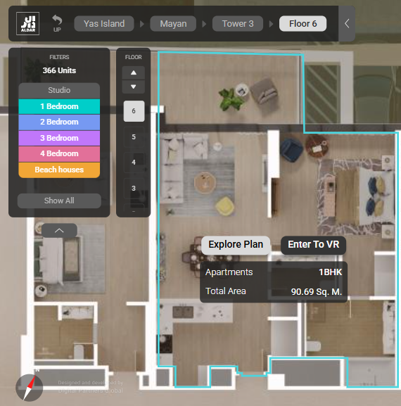 1 Bedroom Mayan Apartment Virtual Tour Yas Island.